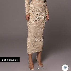 Stone impressions sequin skirt from JLUXLABEL.